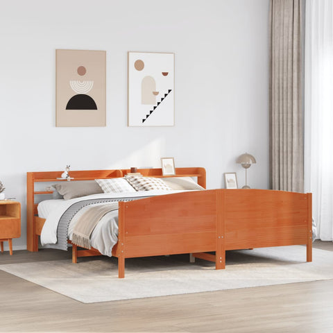 vidaXL Bed Frame without Mattress Wax Brown 200x200 cm Solid Wood Pine