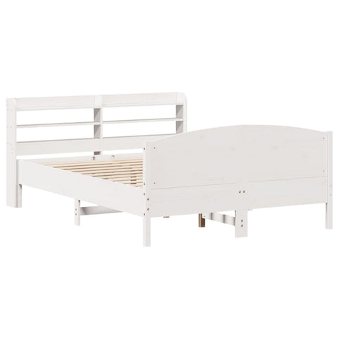 vidaXL Bed Frame without Mattress White 150x200 cm King Size Solid Wood Pine
