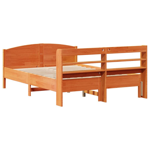 vidaXL Bed Frame without Mattress Wax Brown 150x200 cm King Size Solid Wood Pine