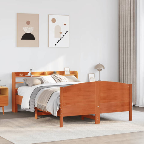vidaXL Bed Frame without Mattress Wax Brown 150x200 cm King Size Solid Wood Pine