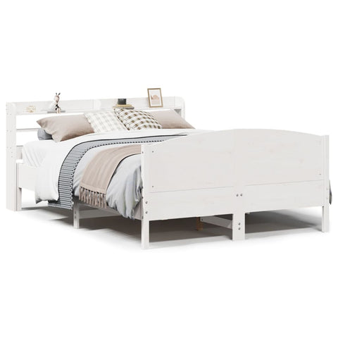 vidaXL Bed Frame without Mattress White 140x200 cm Solid Wood Pine