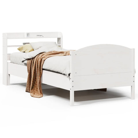 vidaXL Bed Frame without Mattress White 75x190 cm Small Single Solid Wood Pine