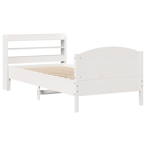 vidaXL Bed Frame without Mattress White 75x190 cm Small Single Solid Wood Pine