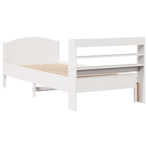 vidaXL Bed Frame without Mattress White 75x190 cm Small Single Solid Wood Pine
