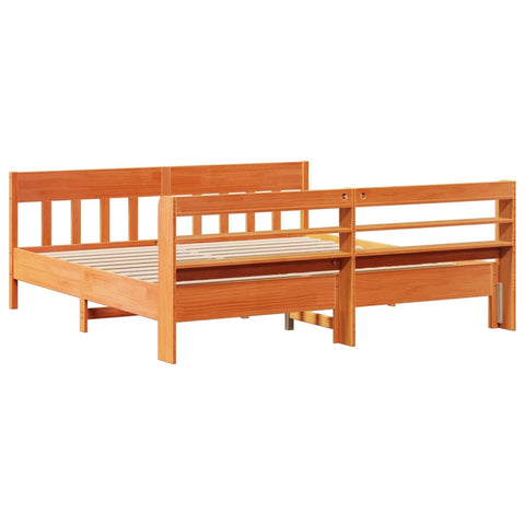 vidaXL Bed Frame without Mattress Wax Brown 200x200 cm Solid Wood Pine