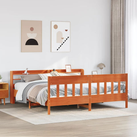 vidaXL Bed Frame without Mattress Wax Brown 200x200 cm Solid Wood Pine