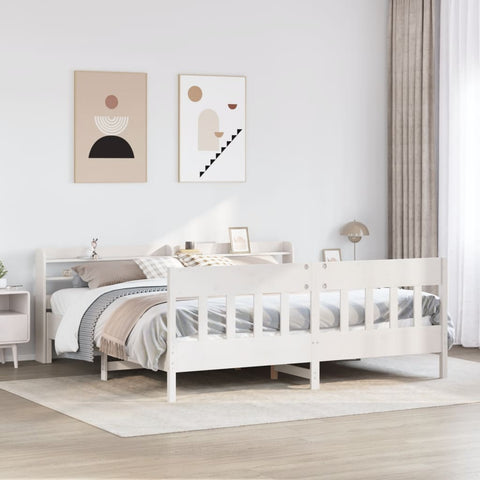vidaXL Bed Frame without Mattress White 180x200 cm Super King Solid Wood Pine