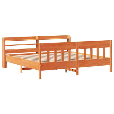 vidaXL Bed Frame without Mattress Wax Brown 180x200 cm Super King Solid Wood Pine