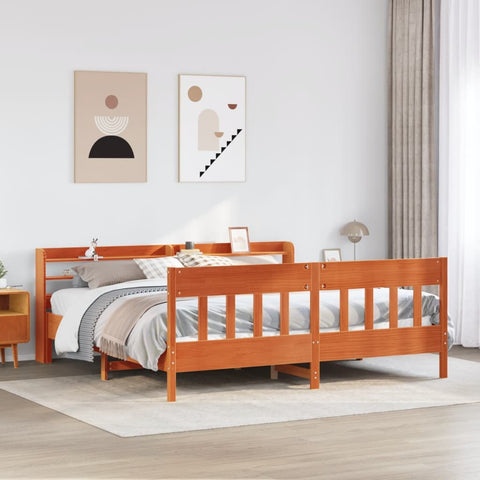 vidaXL Bed Frame without Mattress Wax Brown 180x200 cm Super King Solid Wood Pine