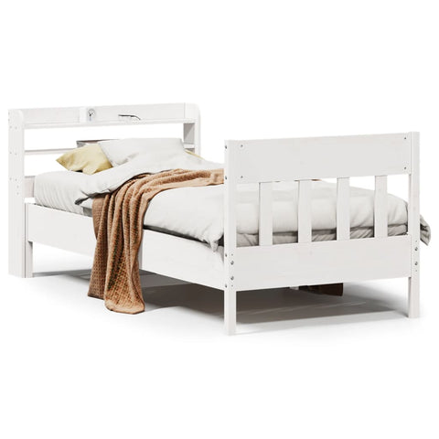 vidaXL Bed Frame without Mattress White 100x200 cm Solid Wood Pine