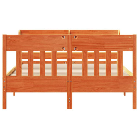 vidaXL Bed Frame without Mattress Wax Brown 135x190 cm Double Solid Wood Pine