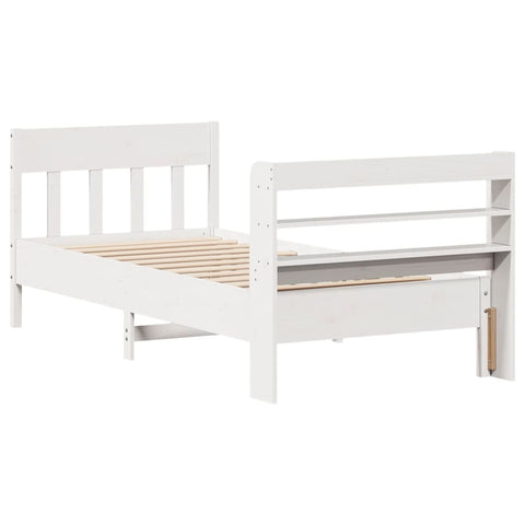 vidaXL Bed Frame without Mattress White 75x190 cm Small Single Solid Wood Pine