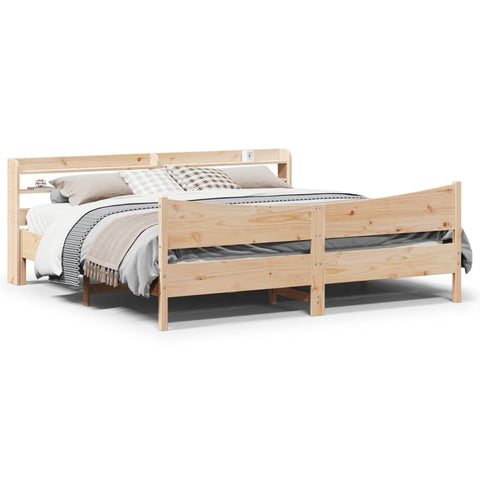 vidaXL Bed Frame with Headboard 200x200 cm Solid Wood Pine