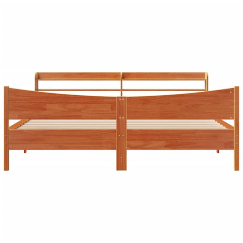 vidaXL Bed Frame with Headboard Wax Brown 200x200 cm Solid Wood Pine