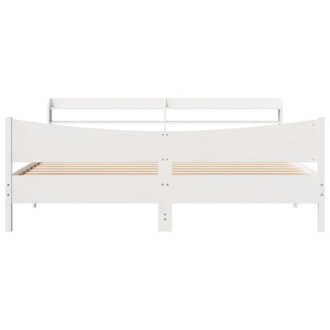 vidaXL Bed Frame with Headboard White 180x200 cm Super King Solid Wood Pine