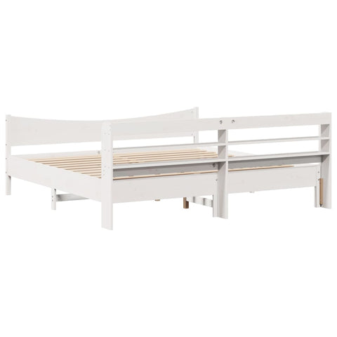 vidaXL Bed Frame with Headboard White 180x200 cm Super King Solid Wood Pine
