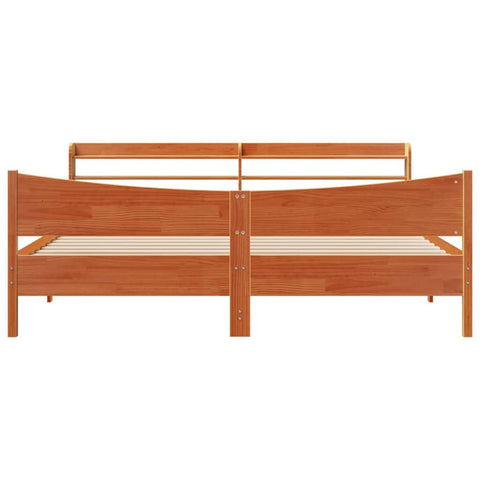 vidaXL Bed Frame with Headboard Wax Brown 180x200 cm Super King Solid Wood Pine