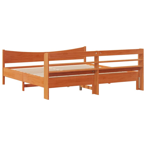 vidaXL Bed Frame with Headboard Wax Brown 180x200 cm Super King Solid Wood Pine