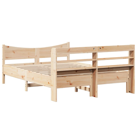 vidaXL Bed Frame with Headboard 160x200 cm Solid Wood Pine