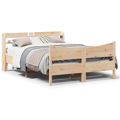 vidaXL Bed Frame with Headboard 160x200 cm Solid Wood Pine