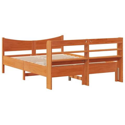 vidaXL Bed Frame with Headboard Wax Brown 160x200 cm Solid Wood Pine