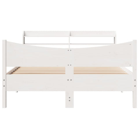 vidaXL Bed Frame with Headboard White 140x200 cm Solid Wood Pine