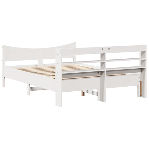vidaXL Bed Frame with Headboard White 140x200 cm Solid Wood Pine
