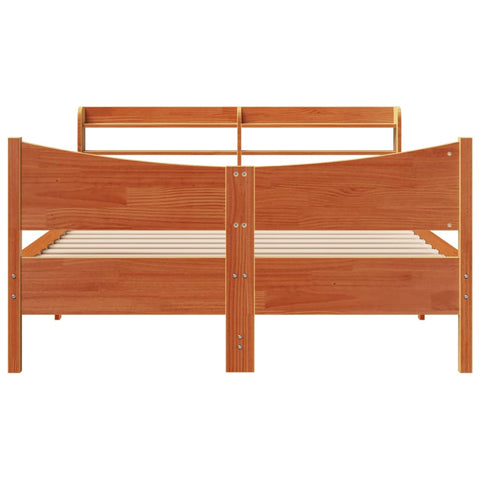 vidaXL Bed Frame with Headboard Wax Brown 140x190 cm Solid Wood Pine