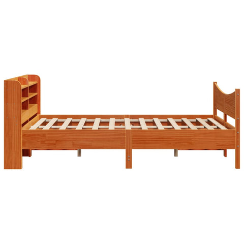 vidaXL Bed Frame with Headboard Wax Brown 140x190 cm Solid Wood Pine