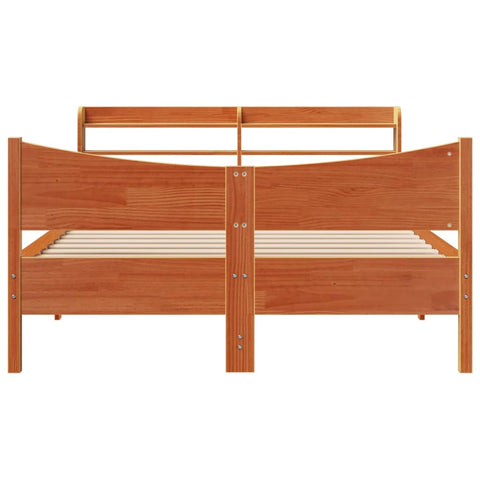 vidaXL Bed Frame with Headboard Wax Brown 120x190 cm Small Double Solid Wood Pine