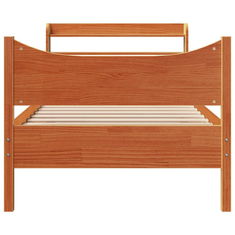 vidaXL Bed Frame with Headboard Wax Brown 75x190 cm Small Single Solid Wood Pine