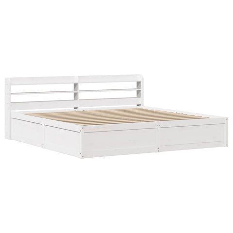 vidaXL Bed Frame with Headboard White 200x200 cm Solid Wood Pine