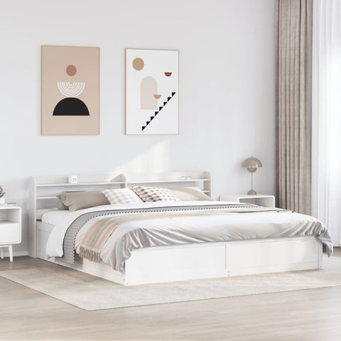 vidaXL Bed Frame with Headboard White 200x200 cm Solid Wood Pine