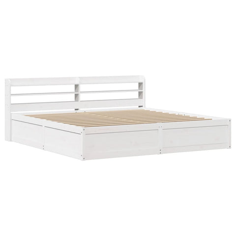 vidaXL Bed Frame with Headboard White 180x200 cm Super King Solid Wood Pine
