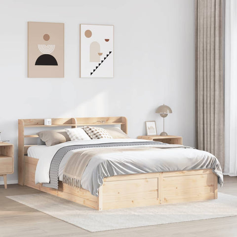 vidaXL Bed Frame with Headboard 150x200 cm King Size Solid Wood Pine