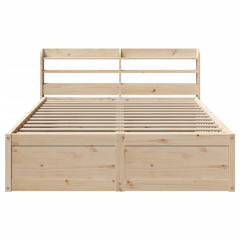 vidaXL Bed Frame with Headboard 150x200 cm King Size Solid Wood Pine