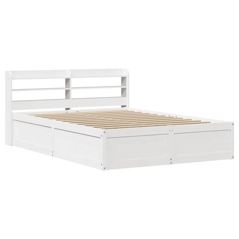 vidaXL Bed Frame with Headboard White 150x200 cm King Size Solid Wood Pine