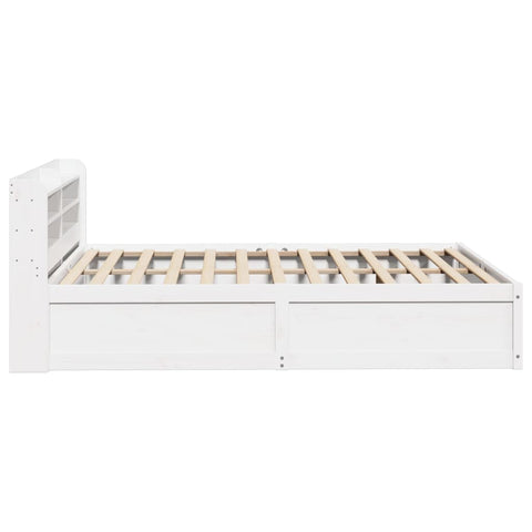 vidaXL Bed Frame with Headboard White 150x200 cm King Size Solid Wood Pine
