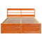 vidaXL Bed Frame with Headboard Wax Brown 150x200 cm King Size Solid Wood Pine