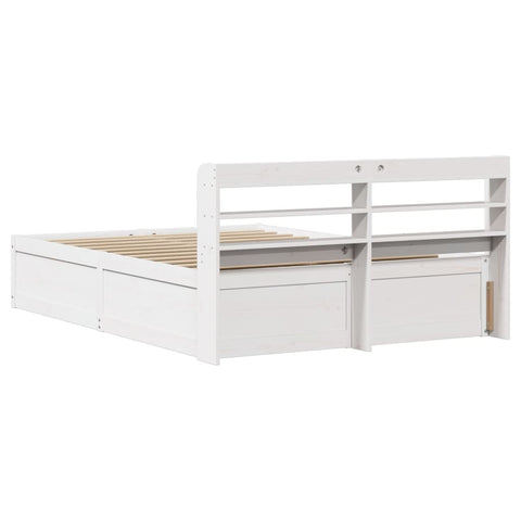 vidaXL Bed Frame with Headboard White 140x200 cm Solid Wood Pine