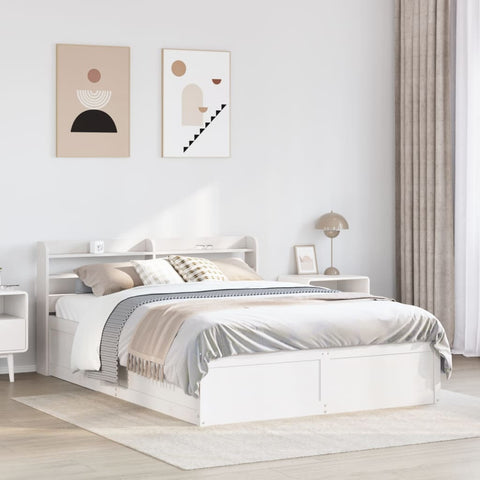 vidaXL Bed Frame with Headboard White 120x200 cm Solid Wood Pine