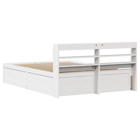 vidaXL Bed Frame with Headboard White 120x200 cm Solid Wood Pine