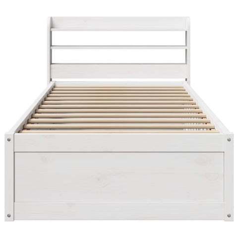 vidaXL Bed Frame with Headboard White 100x200 cm Solid Wood Pine