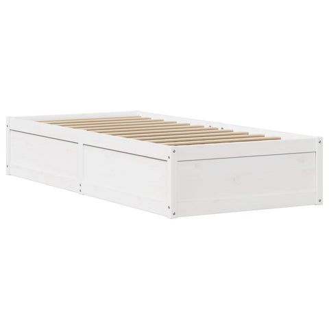 vidaXL Bed Frame with Headboard White 100x200 cm Solid Wood Pine