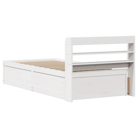 vidaXL Bed Frame with Headboard White 100x200 cm Solid Wood Pine