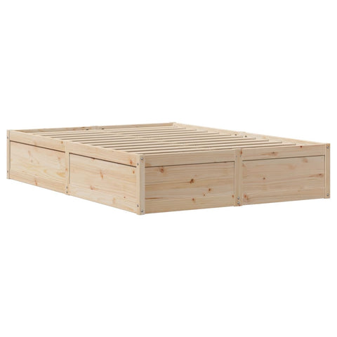 vidaXL Bed Frame with Headboard 140x190 cm Solid Wood Pine