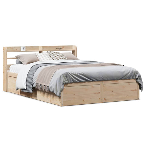 vidaXL Bed Frame with Headboard 140x190 cm Solid Wood Pine