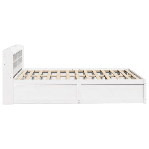 vidaXL Bed Frame with Headboard White 135x190 cm Double Solid Wood Pine