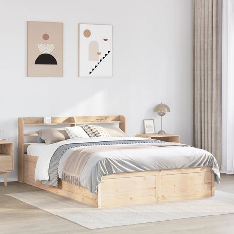 vidaXL Bed Frame with Headboard 120x190 cm Small Double Solid Wood Pine