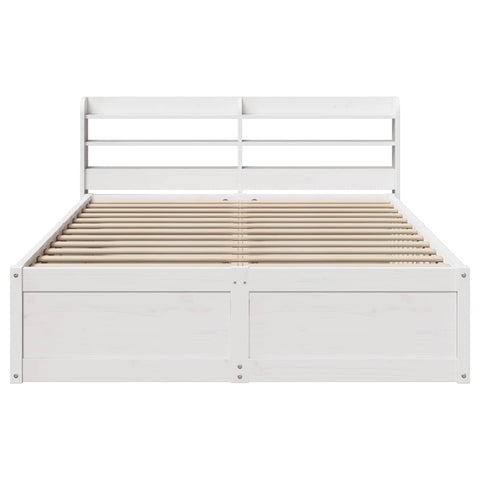vidaXL Bed Frame with Headboard White 120x190 cm Small Double Solid Wood Pine